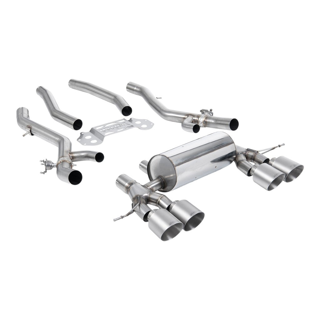 MILLTEK SSXBM1319 Secondary Cat-Back Exhaust, 3.15" (Brushed Titanium GT-115 Trims) for BMW M3 (G80 / G81) / M4 (G82) Photo-0