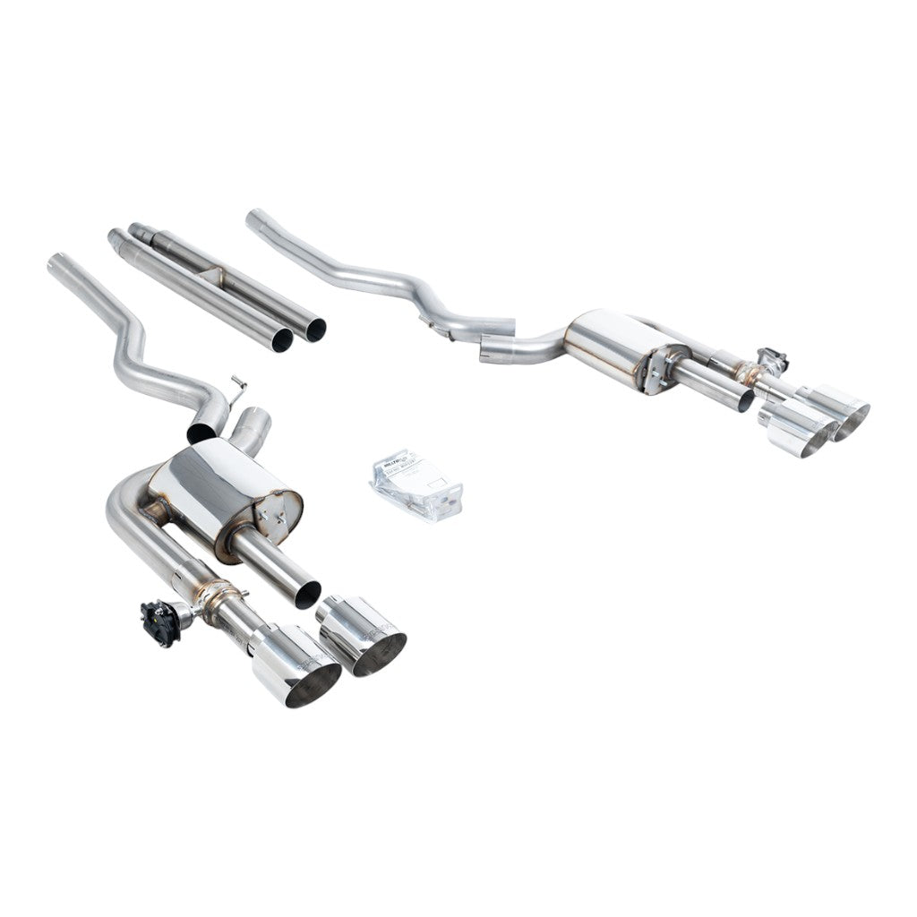 MILLTEK SSXFD420 Cat-Back Exhaust, 2.76" (Polished GT-115 Tips) for FORD Mustang Dark Horse (S650) / Mach 1 (S550) Photo-0