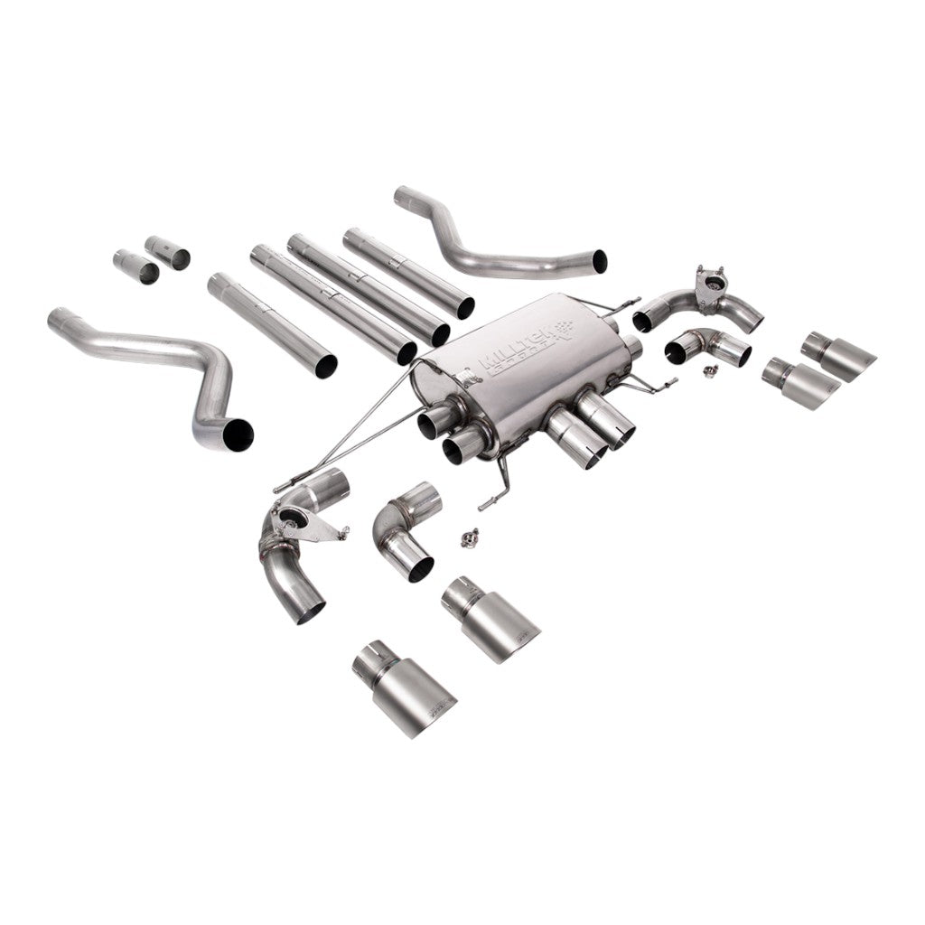 MILLTEK SSXLR185 Cat-Back Exhaust, 2.76" (Brushed Titanium GT-90 Trims) for LAND ROVER Defender 110 P525 Non-OPF/GPF 2021- Photo-0