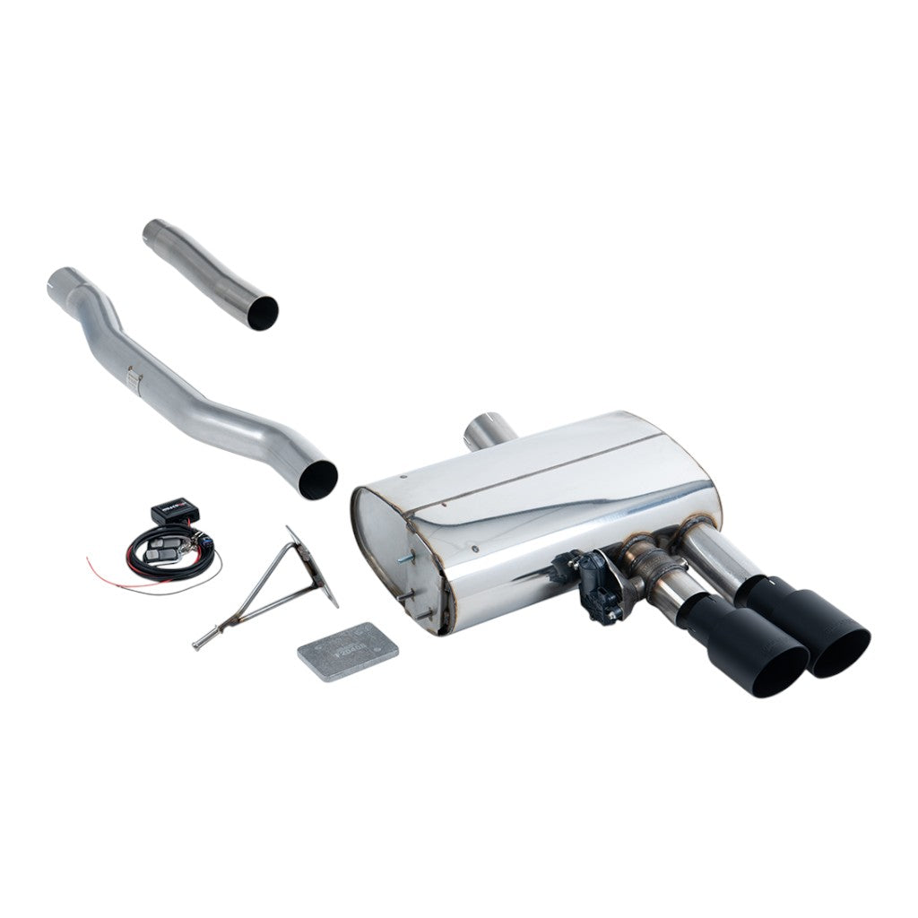 MILLTEK SSXM473 Filter-Back Exhaust, 2.76" (Cerakote Black GT-90 Trims) for MINI Cooper S LCI EU (F56) GPF/OPF 2019-2020 Photo-0