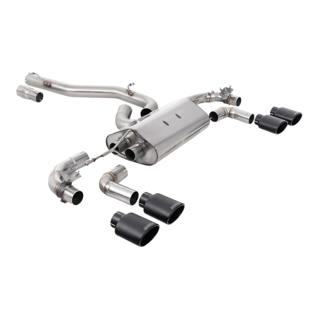 MILLTEK SSXVW644 Cat-Back Exhaust, 3.15" (Cerakote Black Ovals) for VW Golf R (MK7.5) Photo-0