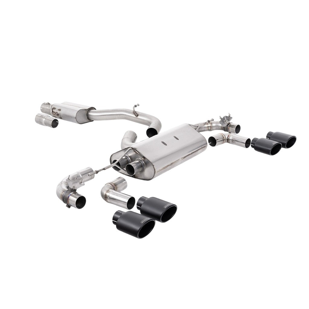 MILLTEK SSXVW651 Cat-Back Exhaust, 3.15" (Cerakote Black Ovals) for VW Golf R (MK7.5) Photo-0