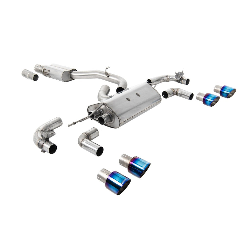 MILLTEK SSXVW654 Cat-Back Exhaust, 3.15" (Burnt Titanium GT-100 Tips) for VW Golf R (MK7.5) Photo-0