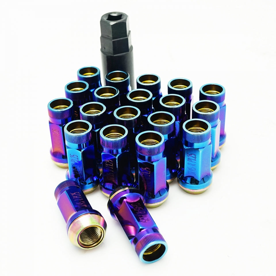 MUTEKI 32936UN Lug nuts kit SR45R 12X1.50 45mm BURNED Blue (Open End) Photo-0