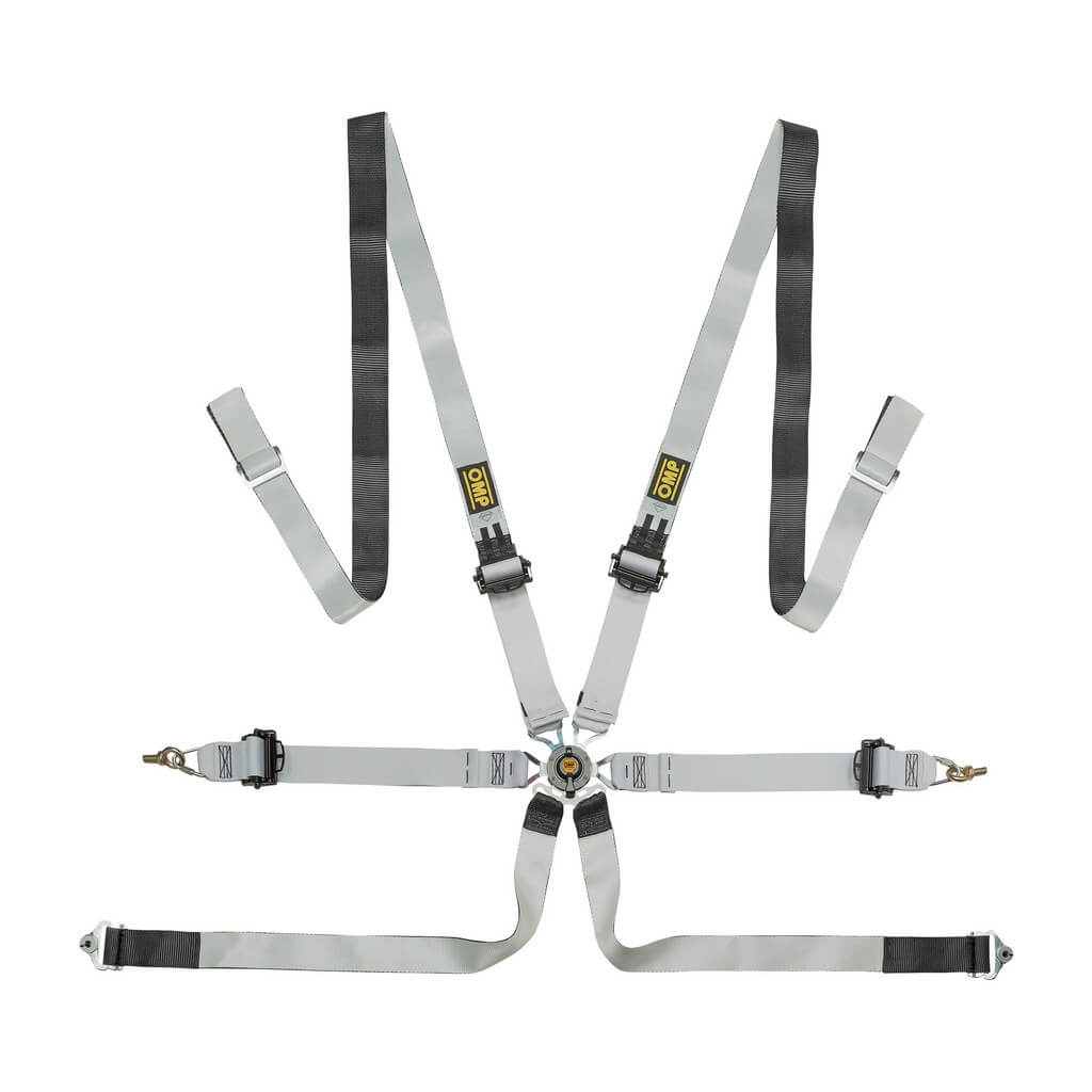 OMP DA0-0102-A04-076 Safety Harness One-D 2", 6-point, FIA 8853-2016, Black/White Photo-0