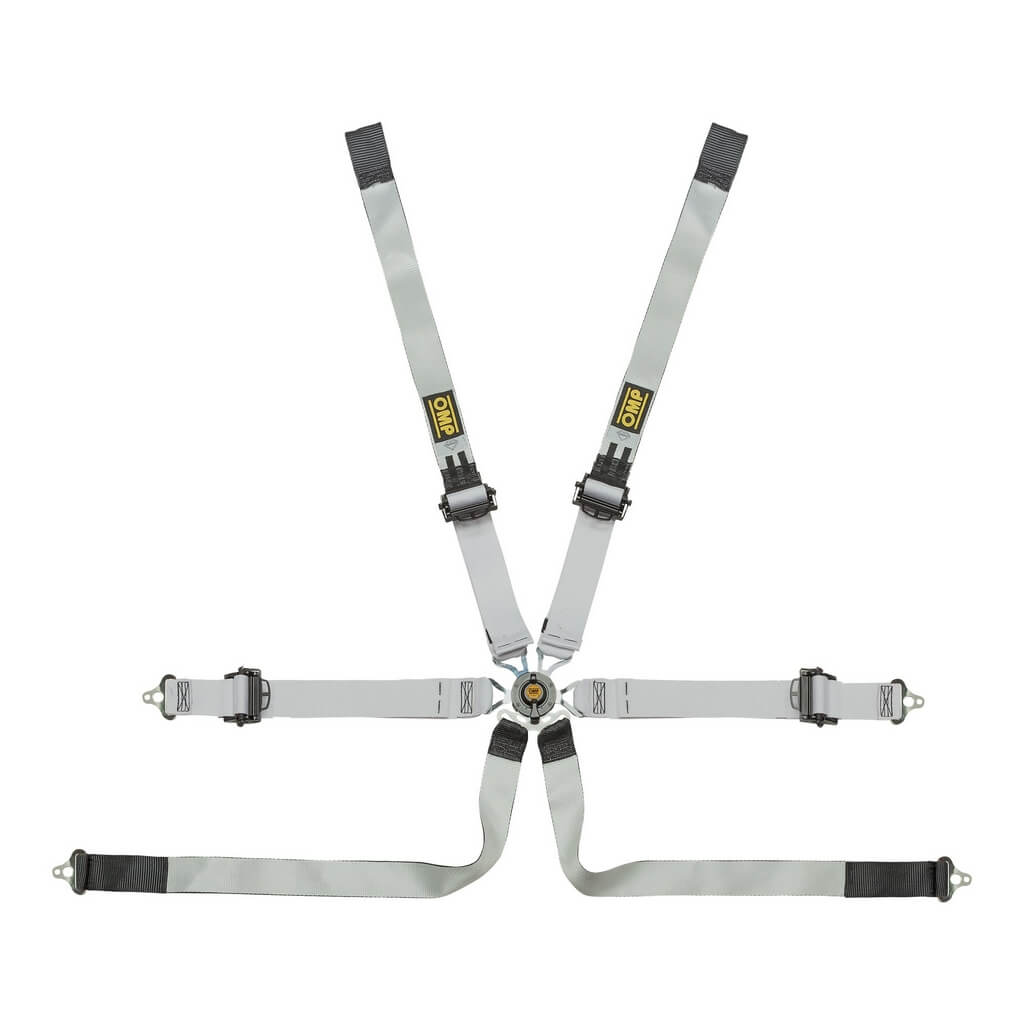 OMP DA0-0102-A05-076 Safety Harness One-D Prototype 2", 6-point, FIA 8853-2016, Black/White Photo-0