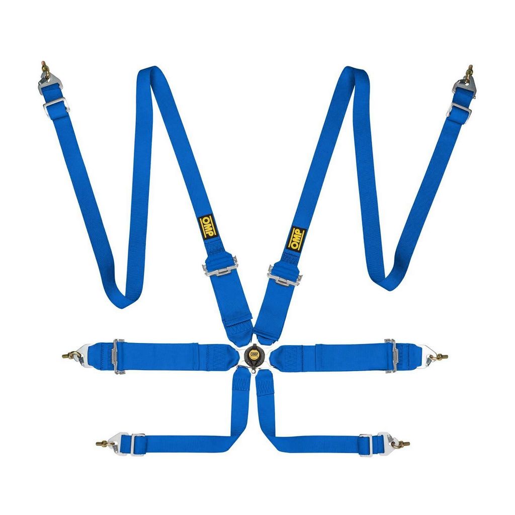 OMP DA0-0204-B02-041 Safety Harness First 3+2 Pull Up, 2/3-3-2 ", 6-Point, FIA 8853-2016, Blue Photo-0