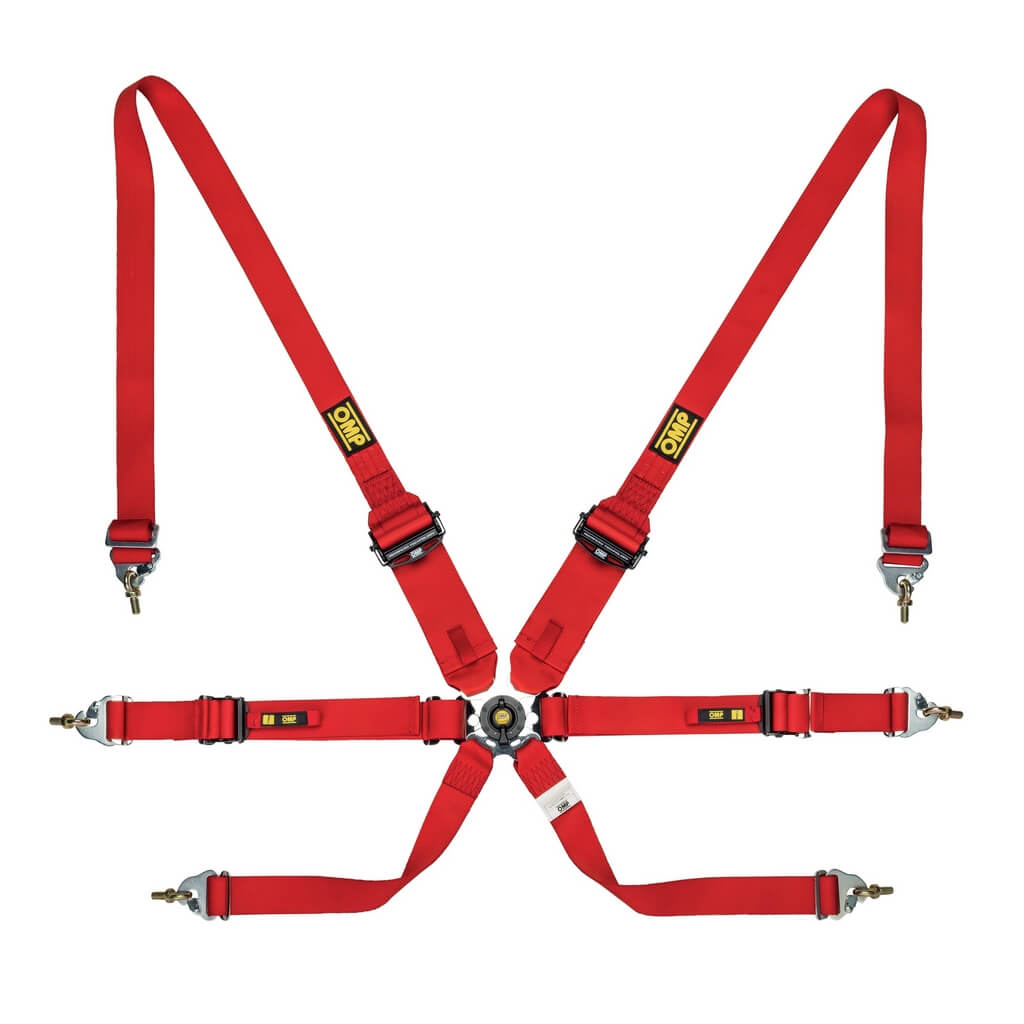 OMP DA0-0205-A01-061 Safety Harness One 2", 6-point, FIA 8853-2016, Red Photo-0