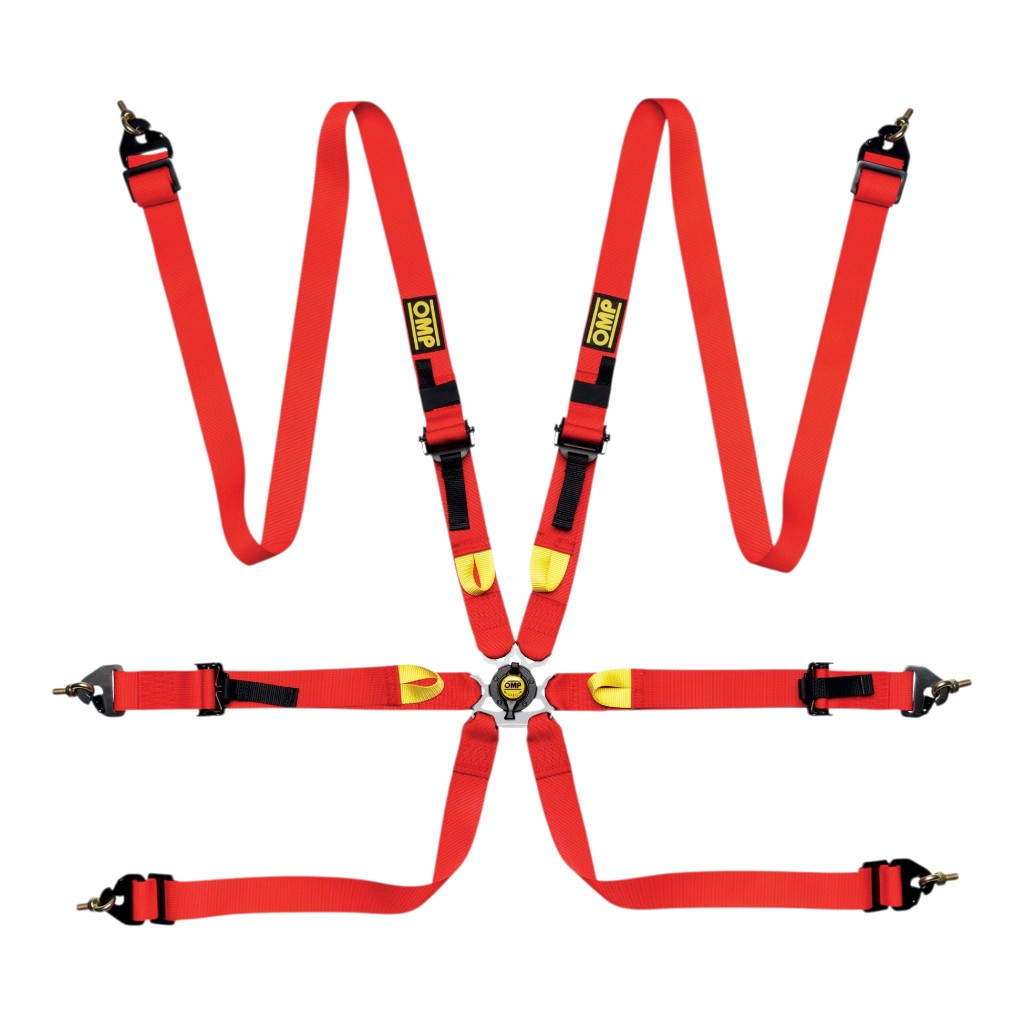 OMP DA0-0208-A01-061 Safety Harness First 2", 6-point, FIA 8853-2016, Red Photo-0