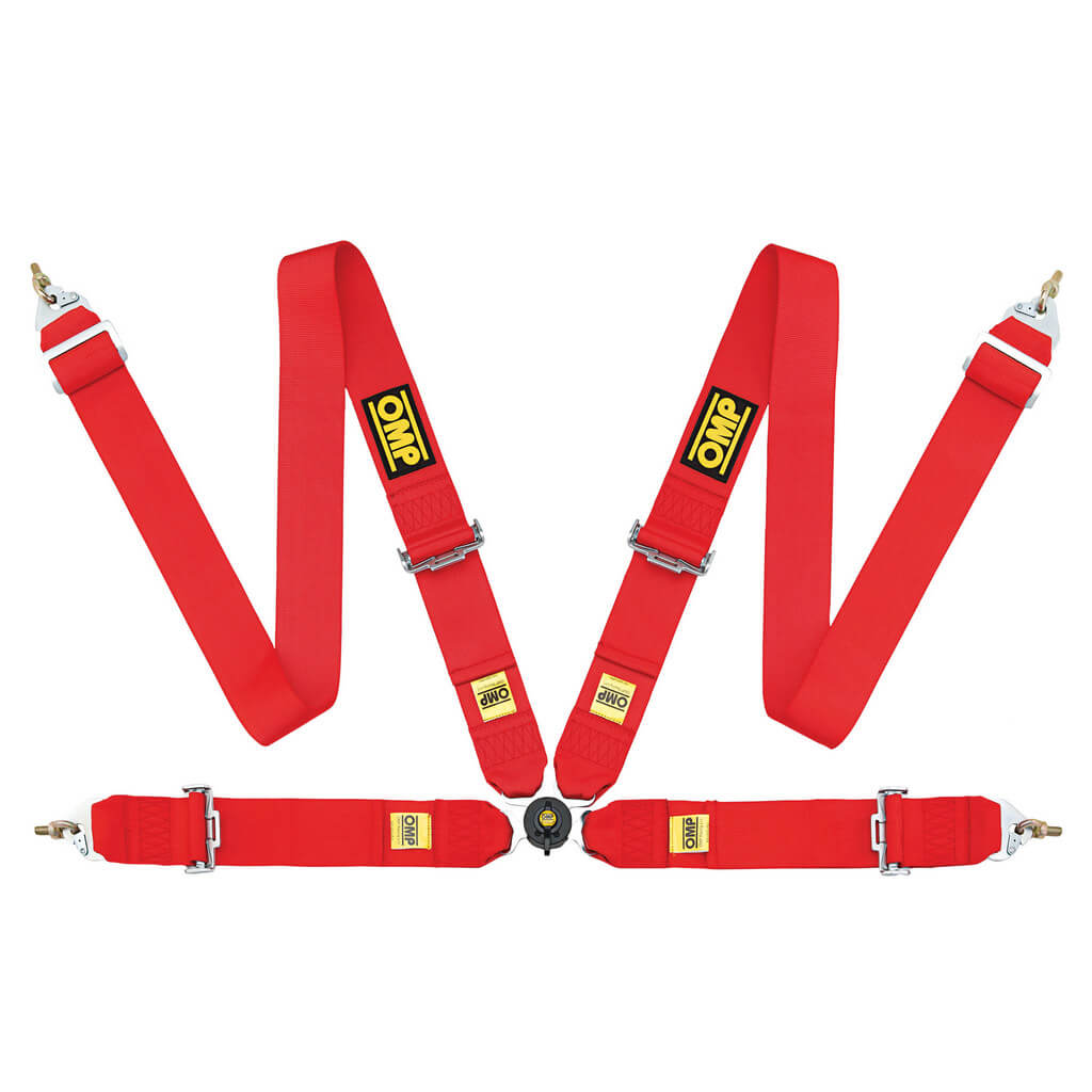 OMP DA0-0801-B01-061 Safety Harness First 3", 4 -point, FIA 8854/98, Red Photo-0