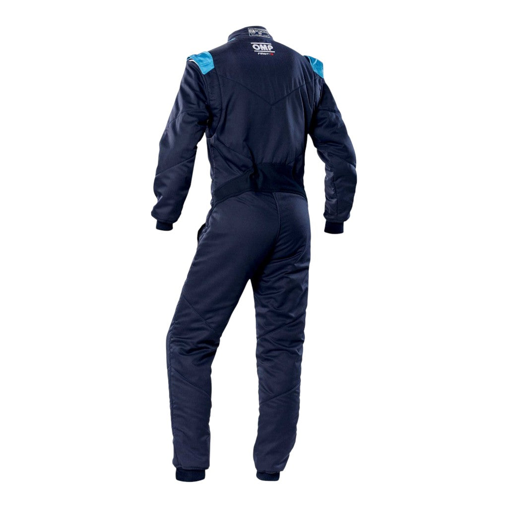 OMP IA0-1828-E01-244-60 Racing Suit First-S MY2020, FIA 8856-2018, Navy Blue / Cyan, Size 60 Photo-1