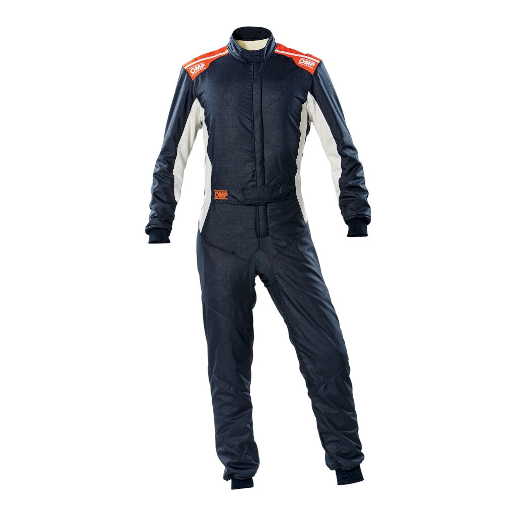OMP IA0-1860-A01-249-60 Racing Suit One-S MY2020, FIA 8856-2018, Navy Blue / Fluo Orange, Size 60 Photo-0