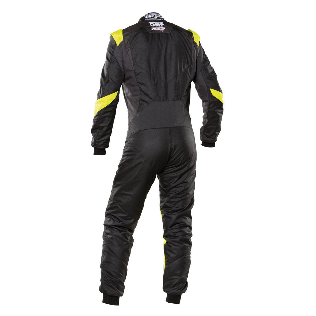 OMP IA0-1861-A01-178-52 (IA0186117852) Racing Suit ONE EVO X, FIA 8856-2018, Black/Fluo Yellow, Size 52 Photo-1
