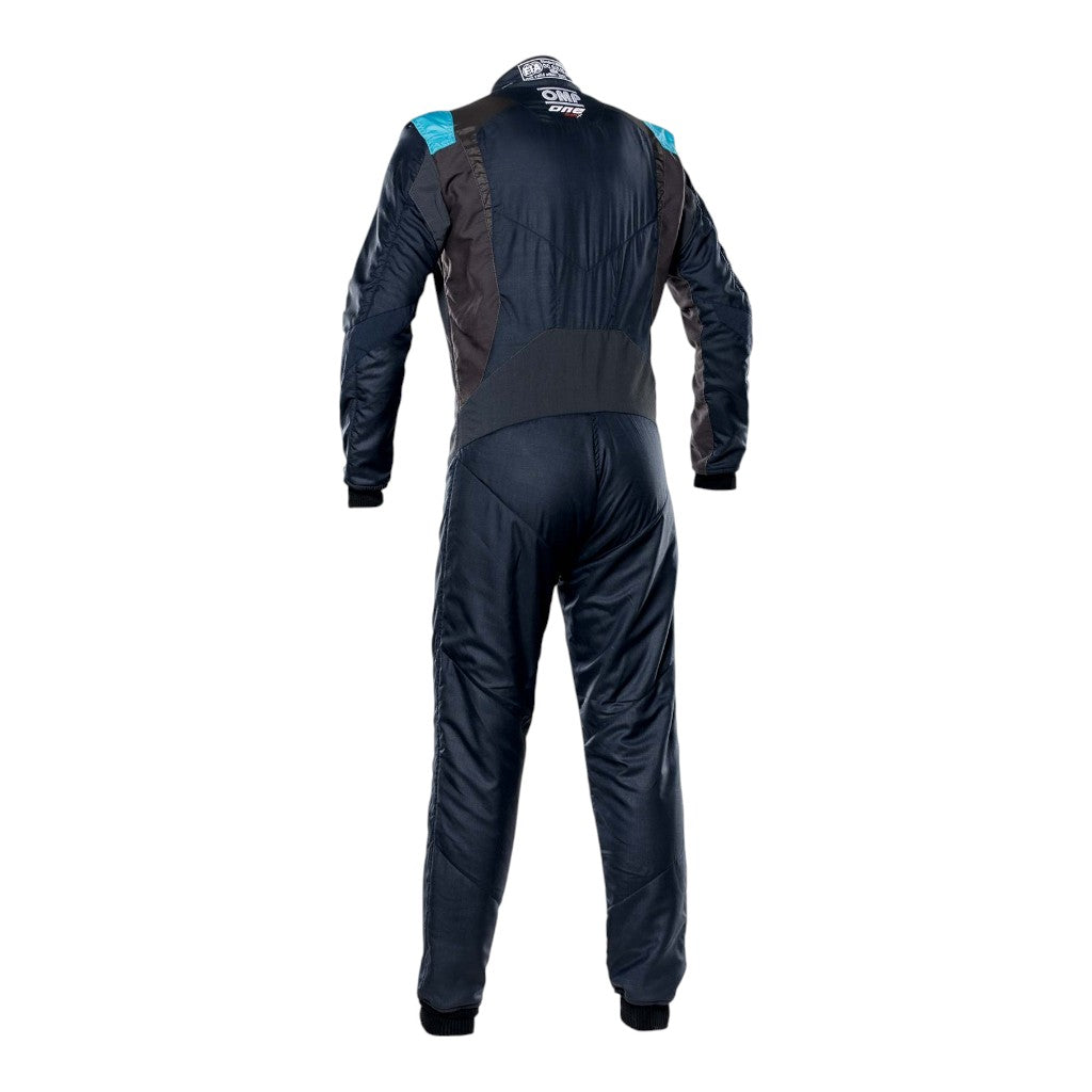 OMP IA0-1861-A01-246-48 Racing Suit One Evo X, FIA 8856-2018, Navy Blue / Gray / Cyan, Size 48 Photo-1