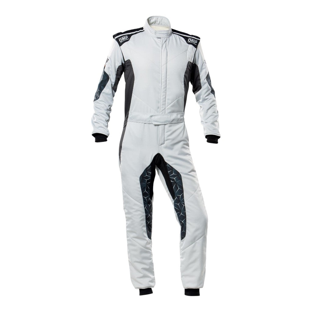 OMP IA0-1864-A01-089-58 Racing Suit Tecnica Hybrid, FIA 8556-2018, Silver / Black, Size 58 Photo-0