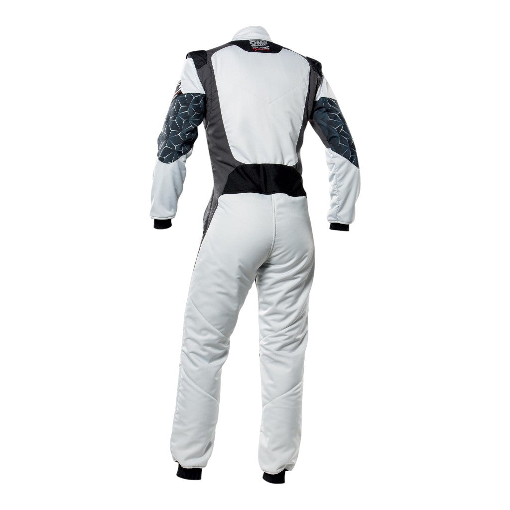 OMP IA0-1864-A01-089-46 Racing Suit Tecnica Hybrid, FIA 8556-2018, Silver / Black, Size 46 Photo-1