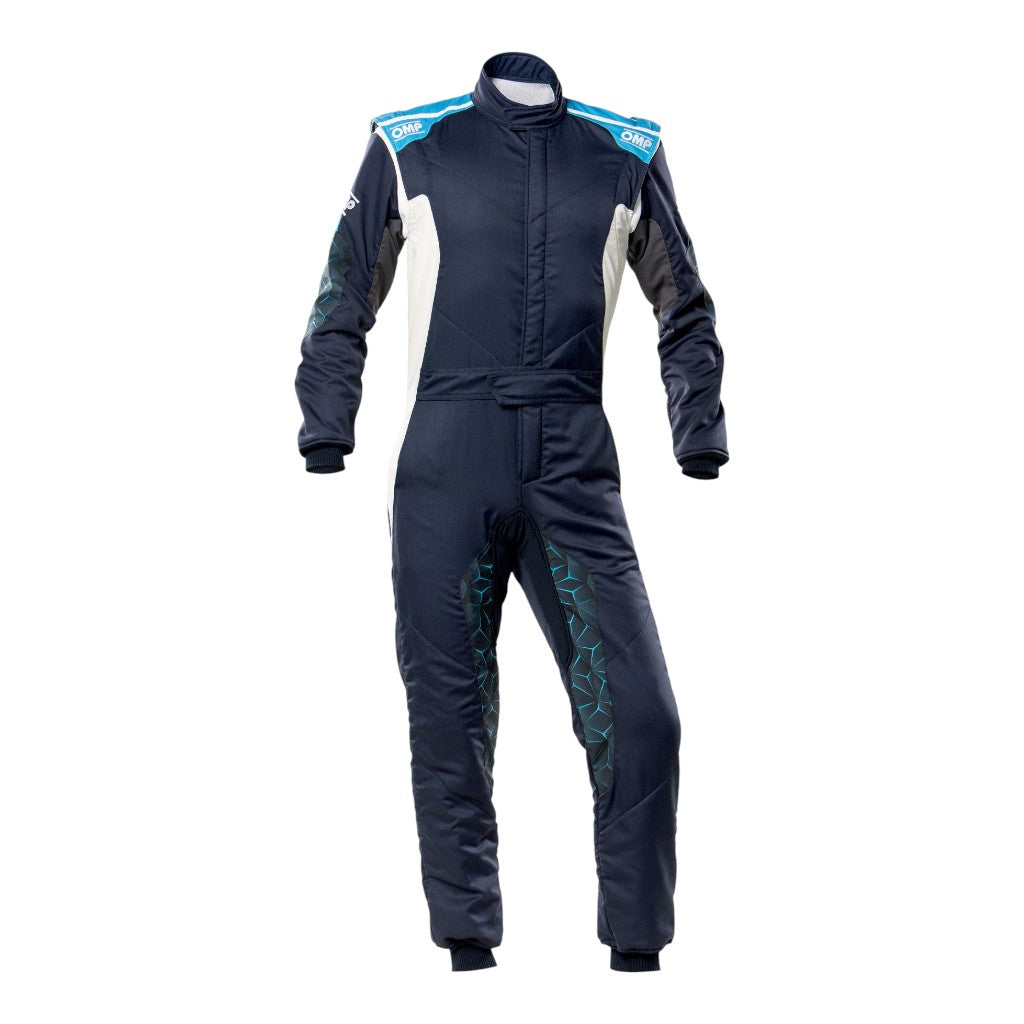 OMP IA0-1864-A01-244-56 Racing Suit Tecnica Hybrid, FIA 8556-2018, Navy Blue / Blue, Size 56 Photo-0
