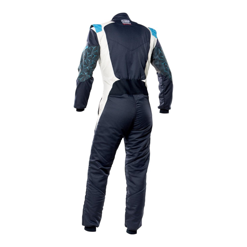 OMP IA0-1864-A01-244-62 Racing Suit Tecnica Hybrid, FIA 8556-2018, Navy Blue / Blue, Size 62 Photo-1