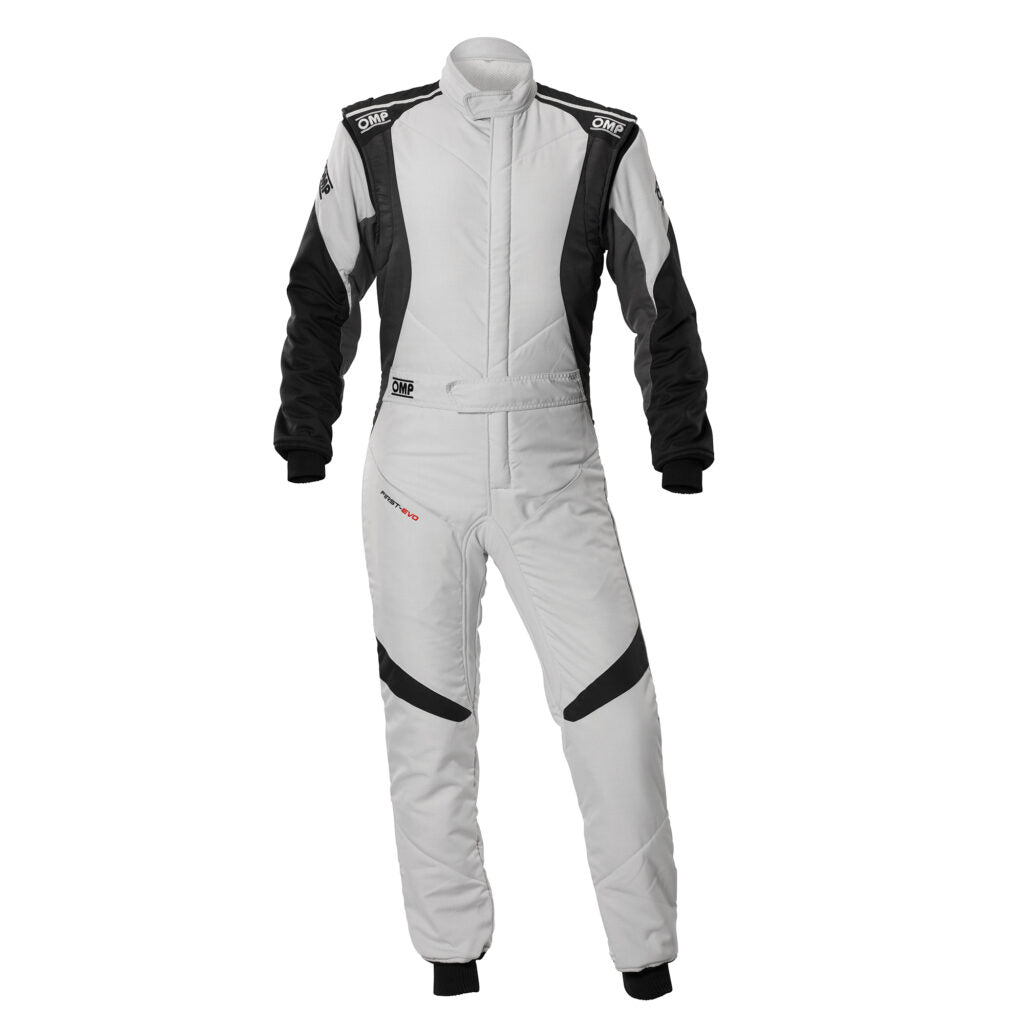OMP IA0-1874-A01-089-56 Racing Suit First Evo My2025, FIA 8856-2018, Gray / Black, Size 56 Photo-0