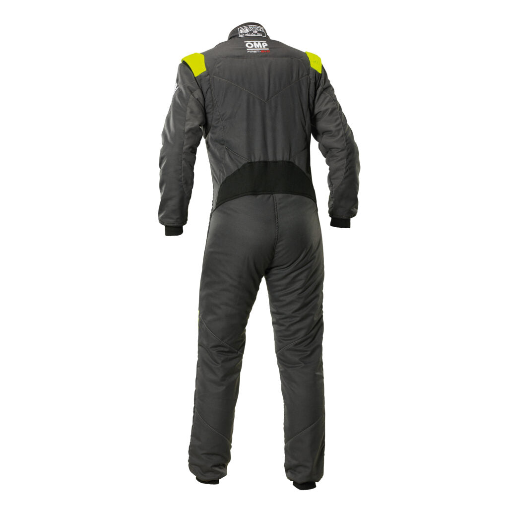 OMP IA0-1874-A01-184-60 Racing Suit First Evo My2025, FIA 8856-2018, Anthracite / Fluo Yellow, Size 60 Photo-1