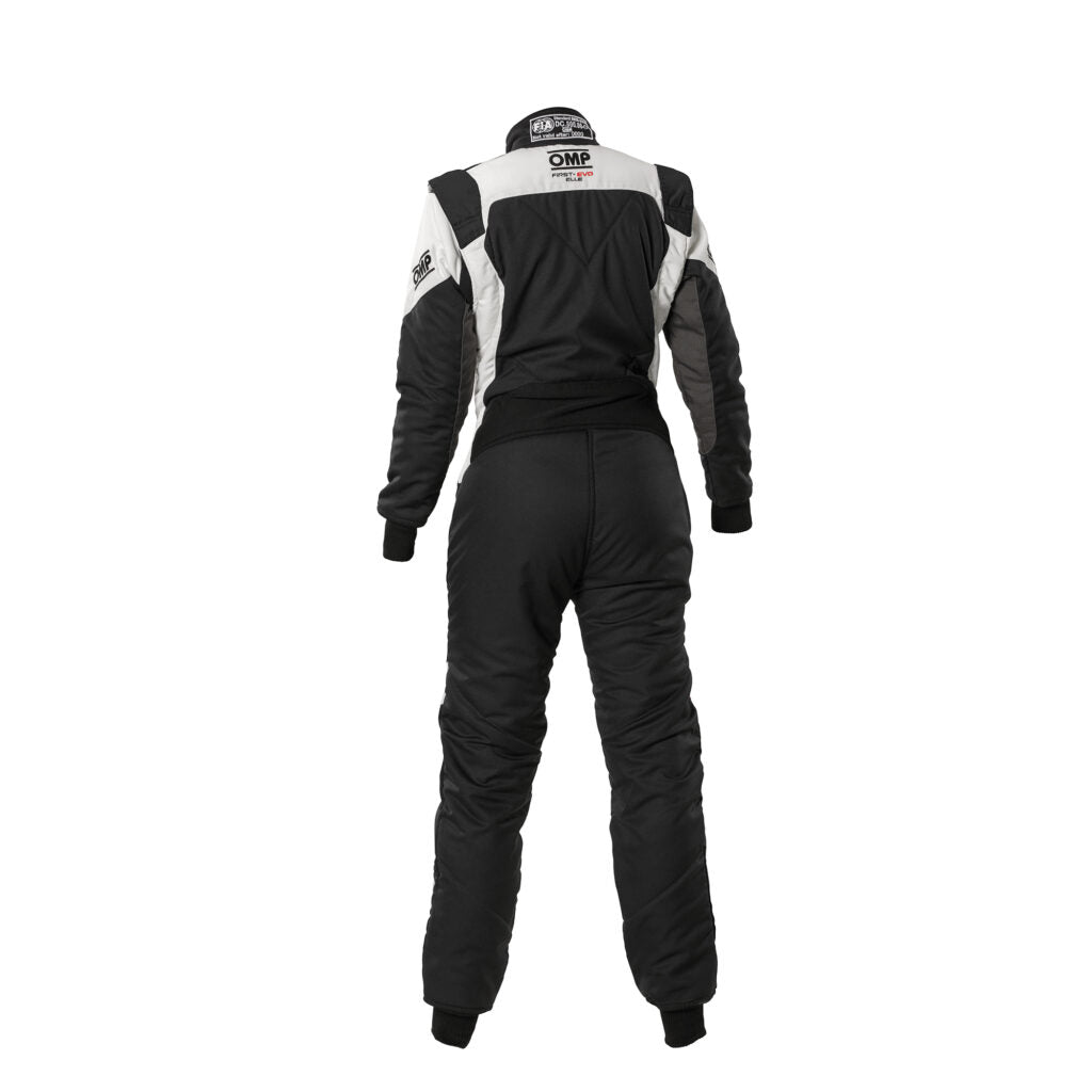 OMP IA0-1874-A02-076-46 Racing Suit First Evo Elle My2025, FIA 8856-2018, Black / White, Size 46 Photo-1