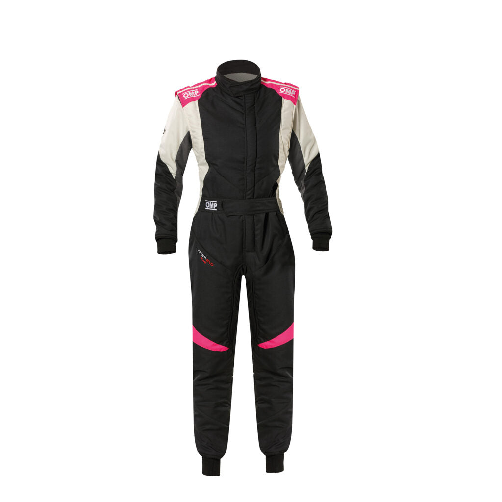 OMP IA0-1874-A02-277-50 Racing Suit First Evo Elle My2025, FIA 8856-2018, Black / Fuchsia, Size 50 Photo-0