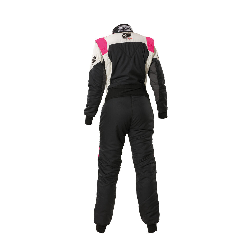 OMP IA0-1874-A02-277-42 Racing Suit First Evo Elle My2025, FIA 8856-2018, Black / Fuchsia, Size 42 Photo-1