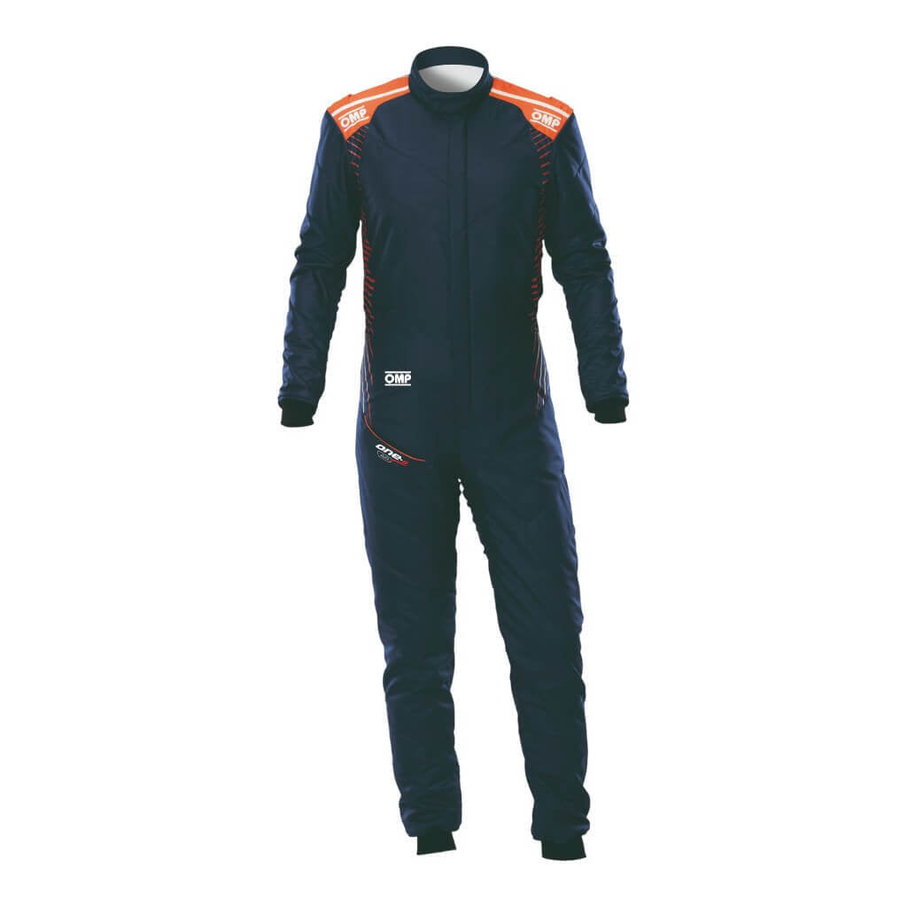 OMP IA0-1876-A01-249-54 Racing Suit One-S Air, FIA 8856-2018, Navy Blue/Fluo Orange, Size 54 Photo-0