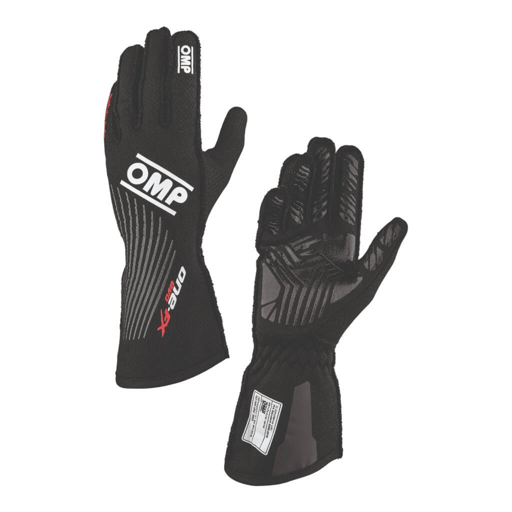 OMP IB0-0773-C01-071-XS Racing Gloves One Evo FX MY2026, FIA 8856-2018, Black, Size XS Photo-0