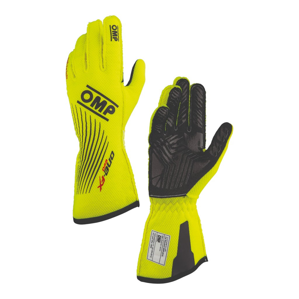 OMP IB0-0773-C01-099-L Racing Gloves One Evo FX MY2026, FIA 8856-2018, Fluo Yellow, Size L Photo-0