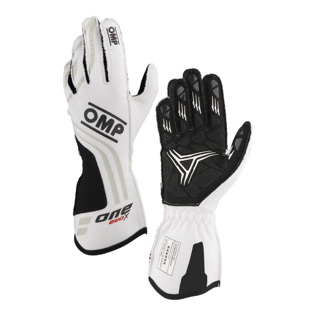 OMP IB0-0775-A01-020-S Racing Gloves One Evo-X MY24, FIA 8856-2018, White, Size S Photo-0