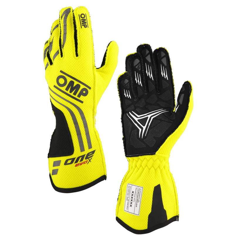 OMP IB0-0775-A01-099-XS Racing Gloves One Evo-X MY24, FIA 8856-2018, Fluo Yellow, Size XS Photo-0