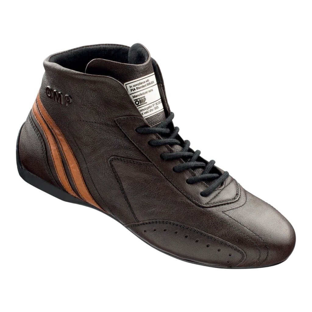 OMP IC0-0784-B01-014-37 Racing Shoes Carrera Low MY2021, FIA 8856-2018, Dark Brown, Size 37 Photo-0