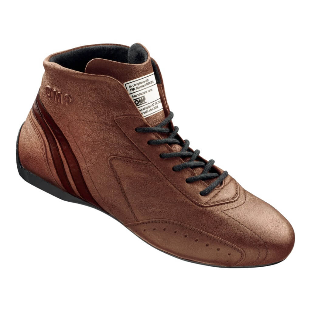 OMP IC0-0784-B01-015-42 Racing Shoes Carrera Low MY2021, FIA 8856-2018, Brown, Size 42 Photo-0