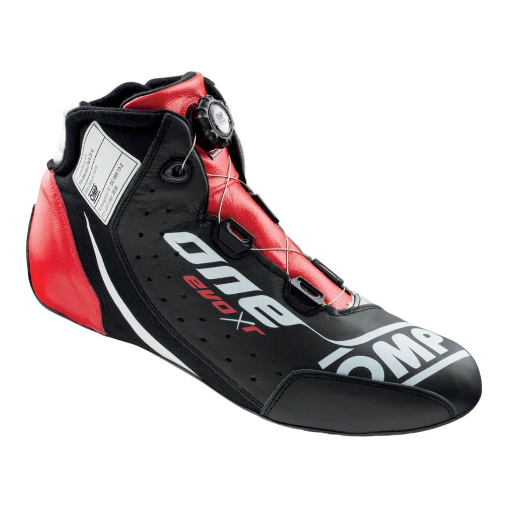 OMP IC0-0805-B01-172-44 Racing Shoes One Evo X R, FIA 8856-2018, Black / Silver / Red, Size 44 Photo-0