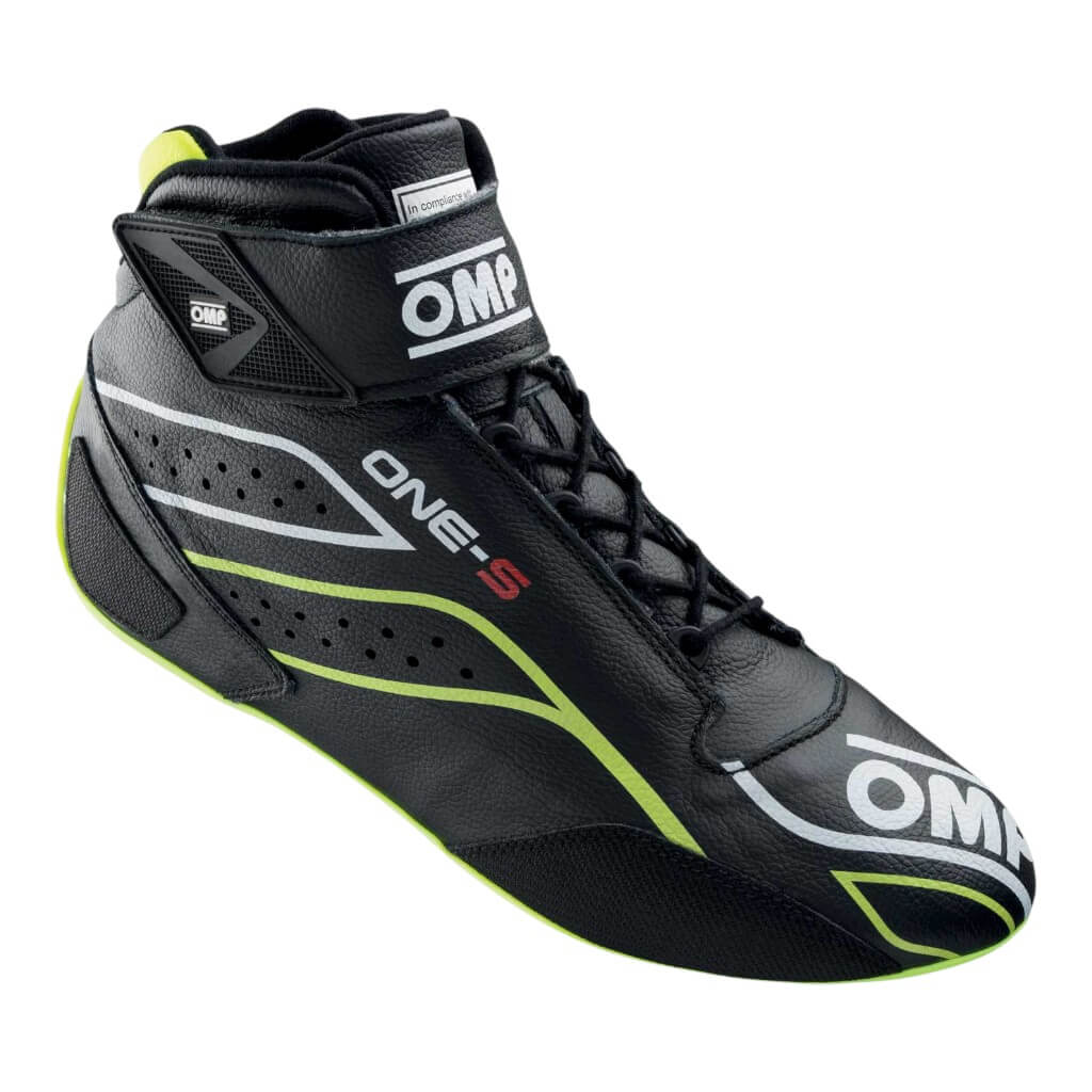 OMP IC0-0822-A01-178-40 Racing Shoes One-S MY2020, FIA 8856-2018, Black / Yellow Fluo, Size 40 Photo-0
