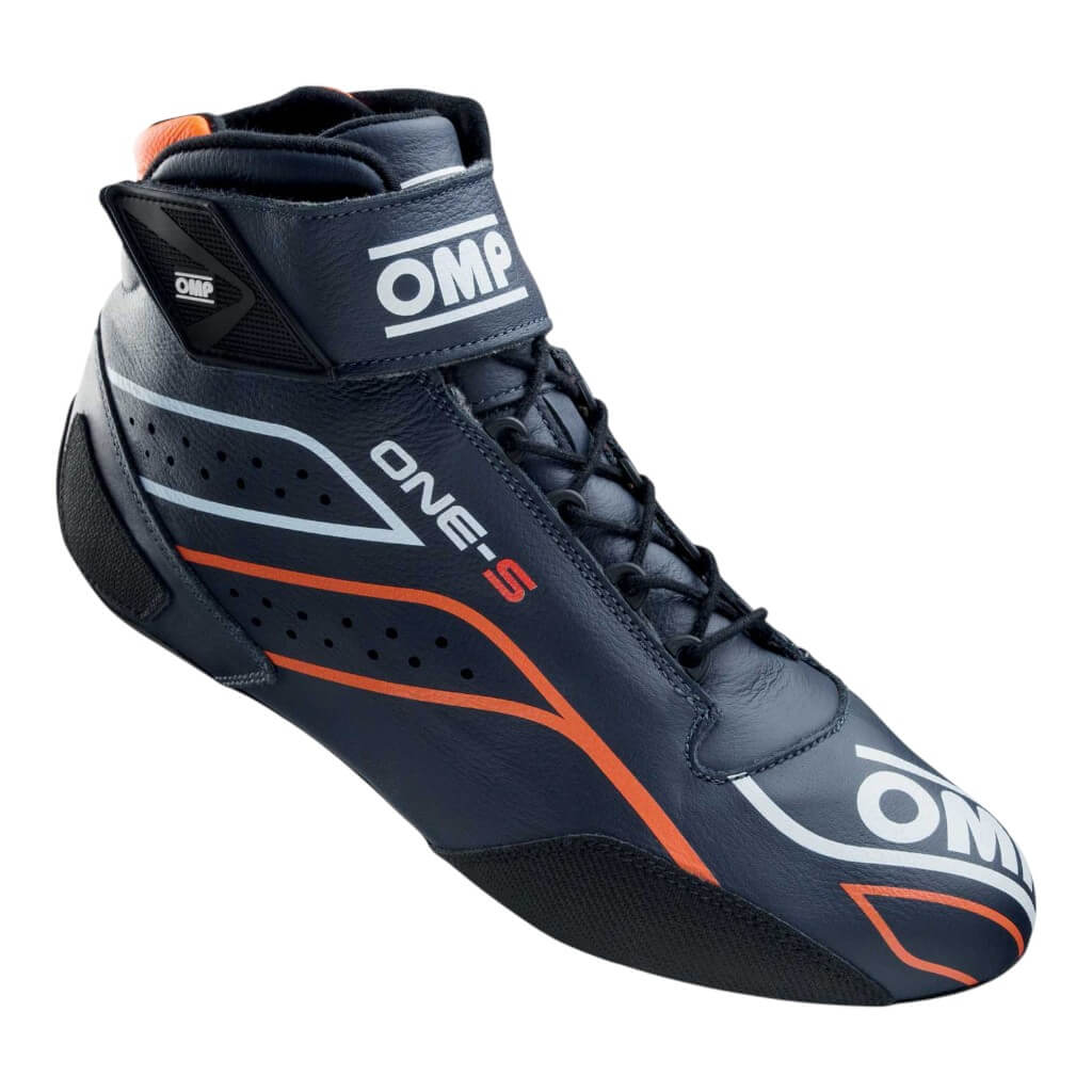 OMP IC0-0822-A01-249-47 Racing Shoes One-S MY2020, FIA 8856-2018, Navy Blue / Orange, Size 47 Photo-0