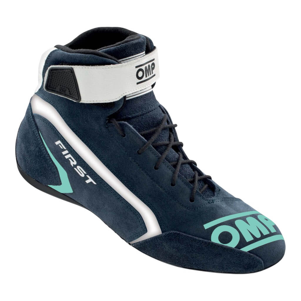 OMP IC0-0824-A01-248-44 Racing Shoes First MY2021, FIA 8856-2018, Navy Blue / Tiffany, Size 44 Photo-0
