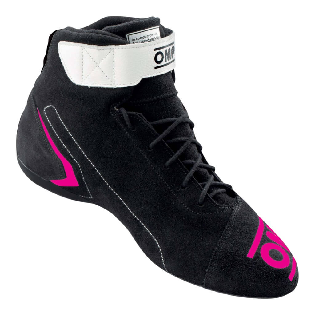 OMP IC0-0824-A01-277-39 Racing Shoes First MY2021, FIA 8856-2018, Black / Fuchsia, Size 39 Photo-0