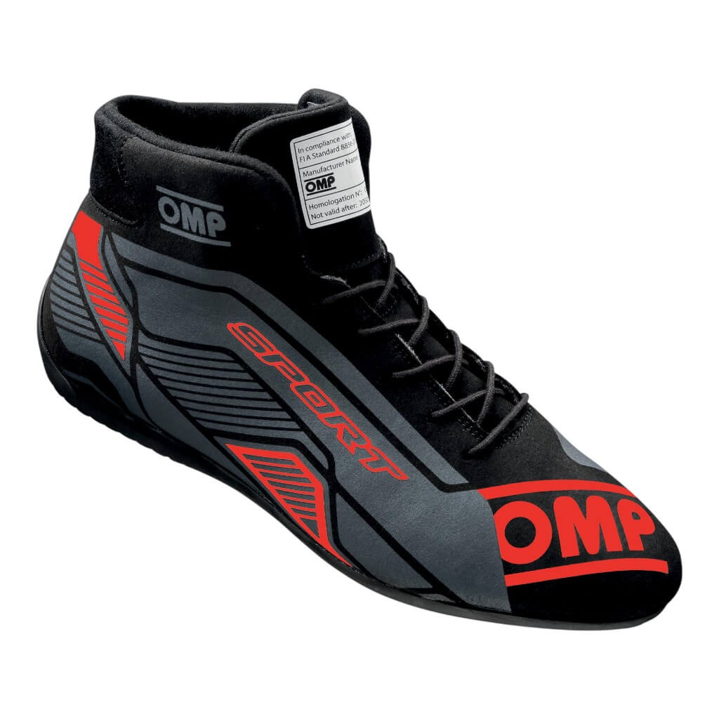 OMP IC0-0829-A01-073-43 Racing Shoes Sport MY2022, FIA 8856-2018, Black / Red, Size 43 Photo-0