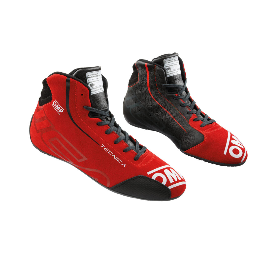 OMP IC0-0836-A01-073-46 Racing Shoes Tecnica My2025, FIA 8856-2018, Black / Red, Size 46 Photo-0