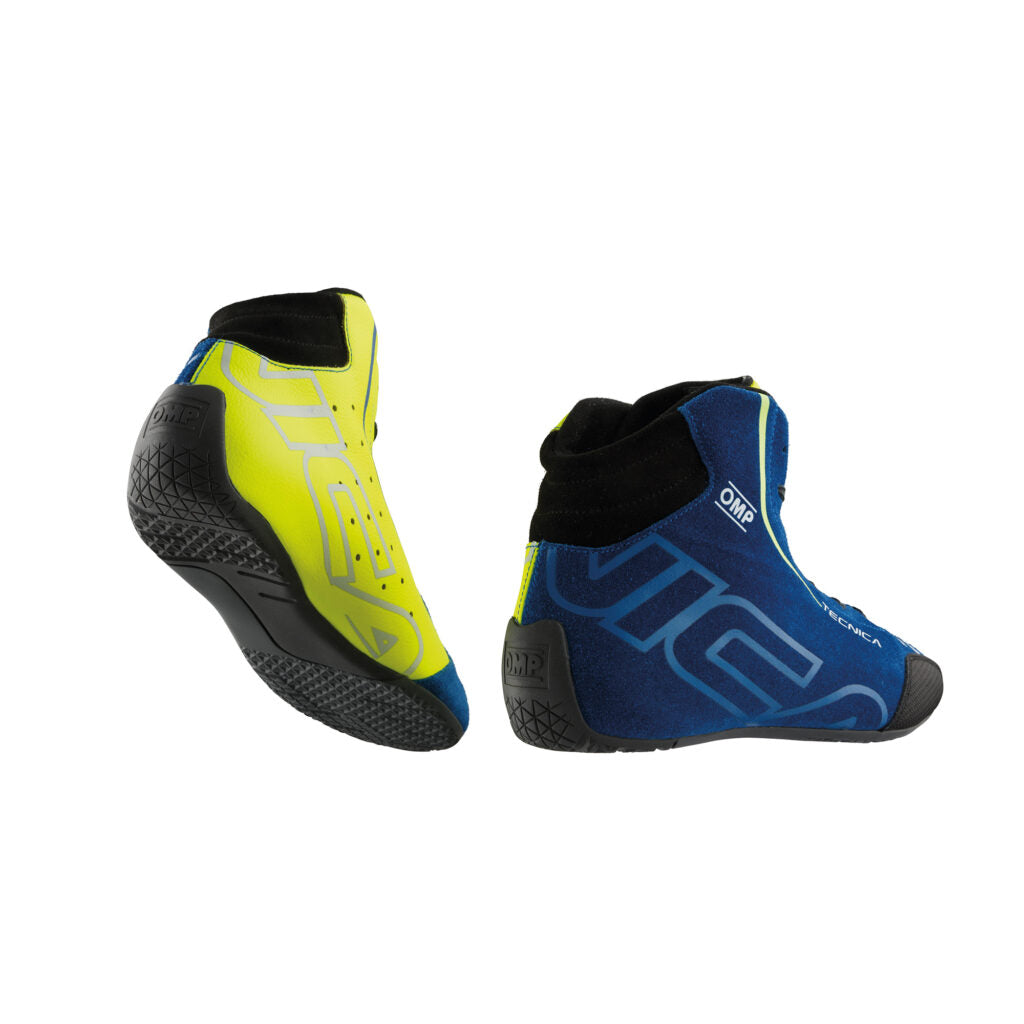 OMP IC0-0836-A01-044-37 Racing Shoes Tecnica My2025, FIA 8856-2018, Blue / Yellow, Size 37 Photo-1