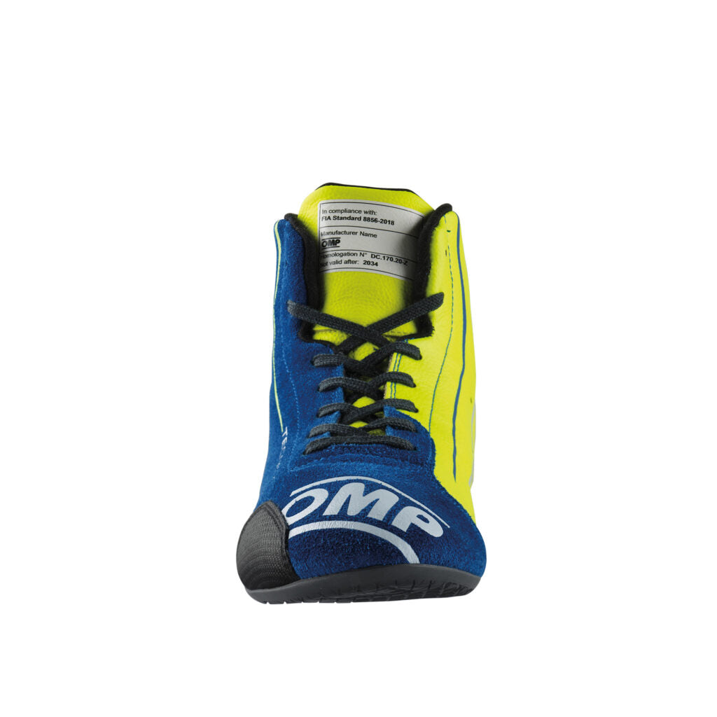OMP IC0-0836-A01-044-40 Racing Shoes Tecnica My2025, FIA 8856-2018, Blue / Yellow, Size 40 Photo-2