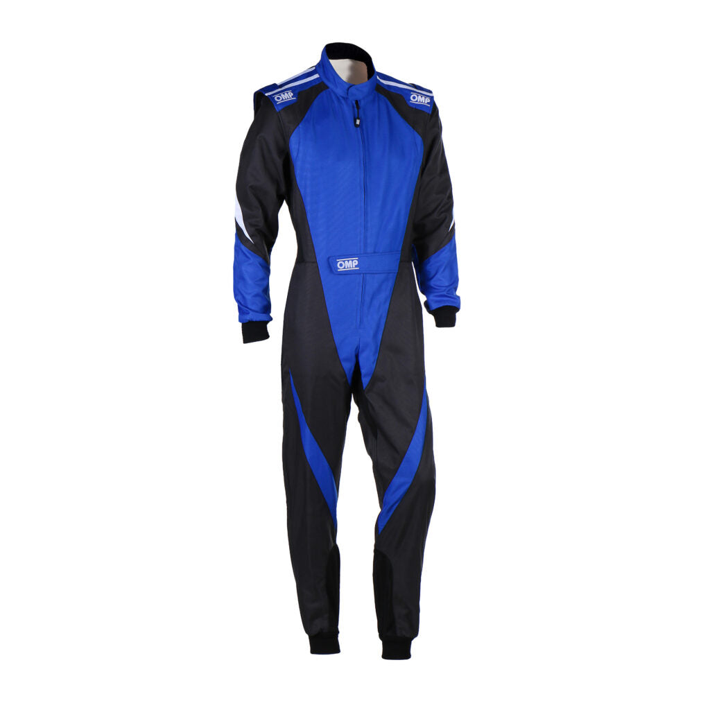 OMP KA0-1734-AK1-075-150 Karting Suit KS-3X for Kids, FIA 8877-2022, Black / Blue, Size 150 Photo-0