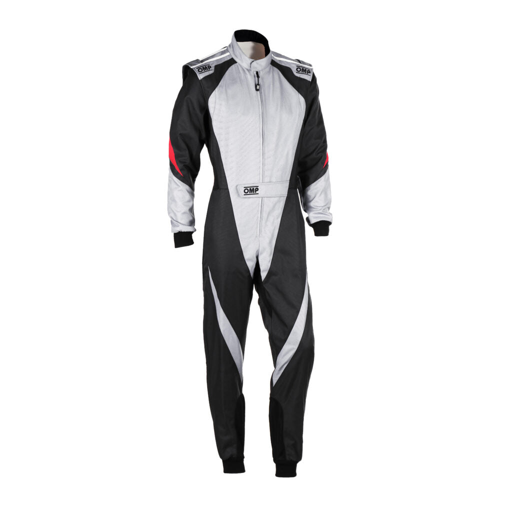 OMP KA0-1734-AK1-089-160 Karting Suit KS-3X for Kids, FIA 8877-2022, Gray / Black, Size 160 Photo-0