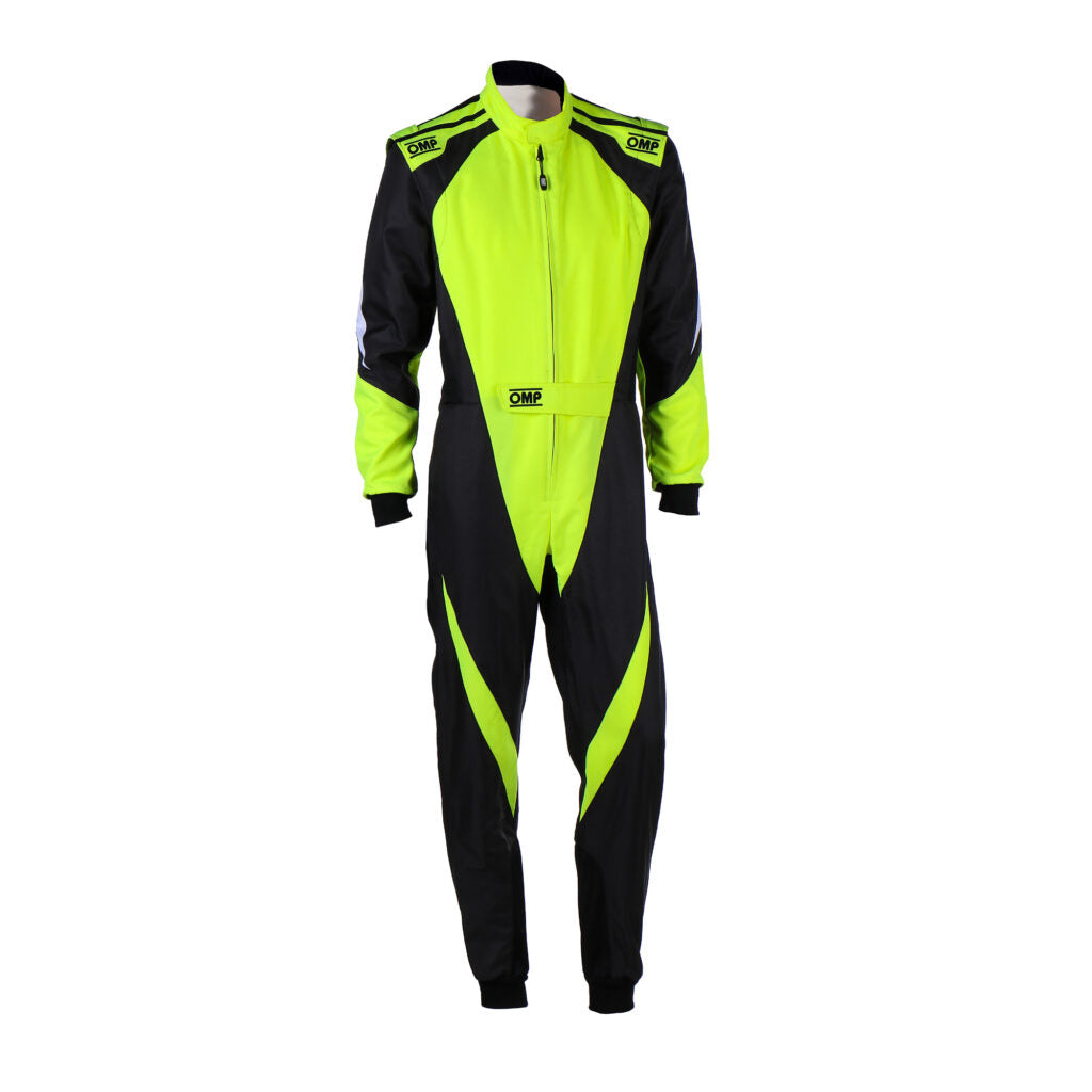 OMP KA0-1734-AK1-178-140 Karting Suit KS-3X for Kids, FIA 8877-2022, Black / Fluo Yellow, Size 140 Photo-0
