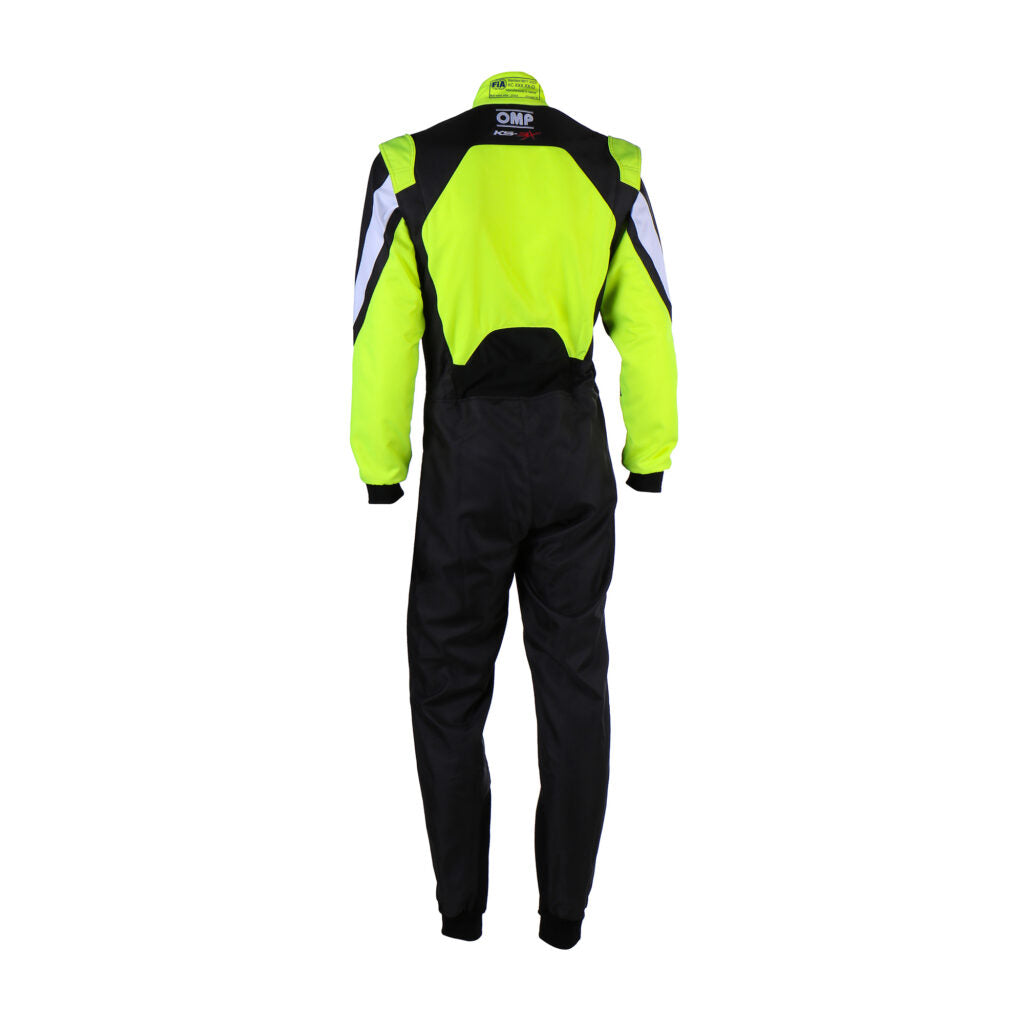 OMP KA0-1734-AK1-178-140 Karting Suit KS-3X for Kids, FIA 8877-2022, Black / Fluo Yellow, Size 140 Photo-1