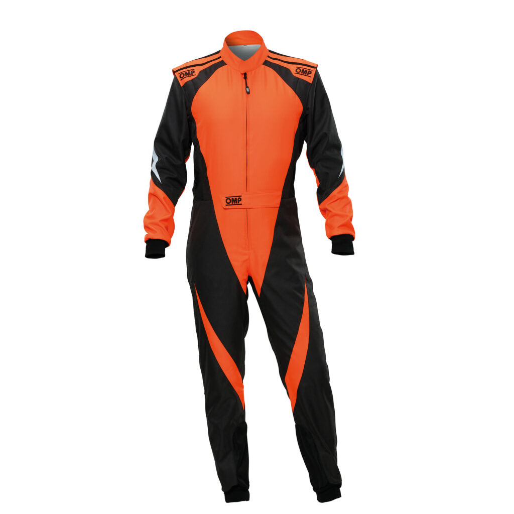 OMP KA0-1734-AK1-179-160 Karting Suit KS-3X for Kids, FIA 8877-2022, Black / Fluo Orange, Size 160 Photo-0