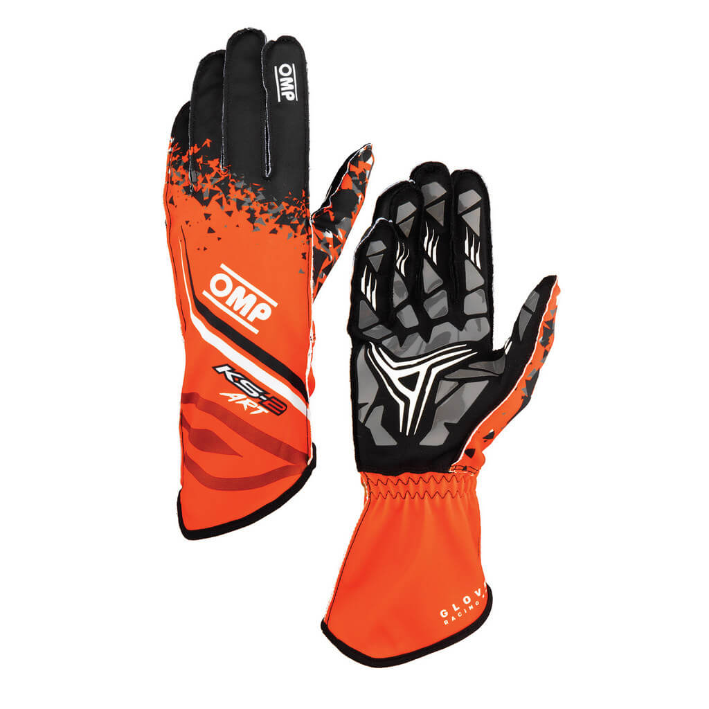 OMP KB0-2755-A01-096-005 Karting Gloves KS-2 Art My2025 for Kids, Orange / Black, Size 5 Photo-0