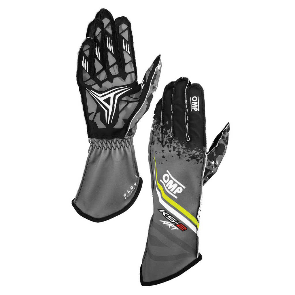 OMP KB0-2755-A01-184-S Karting Gloves KS-2 Art My2025, Anthracite / Fluo Yellow, Size S Photo-0